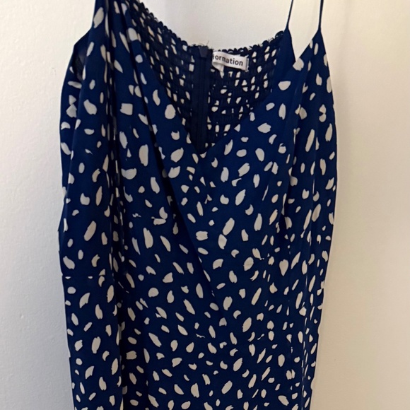Reformation JULIETTE Midi Dress with Side Slit in Blue and White Print - Picture 1 of 5